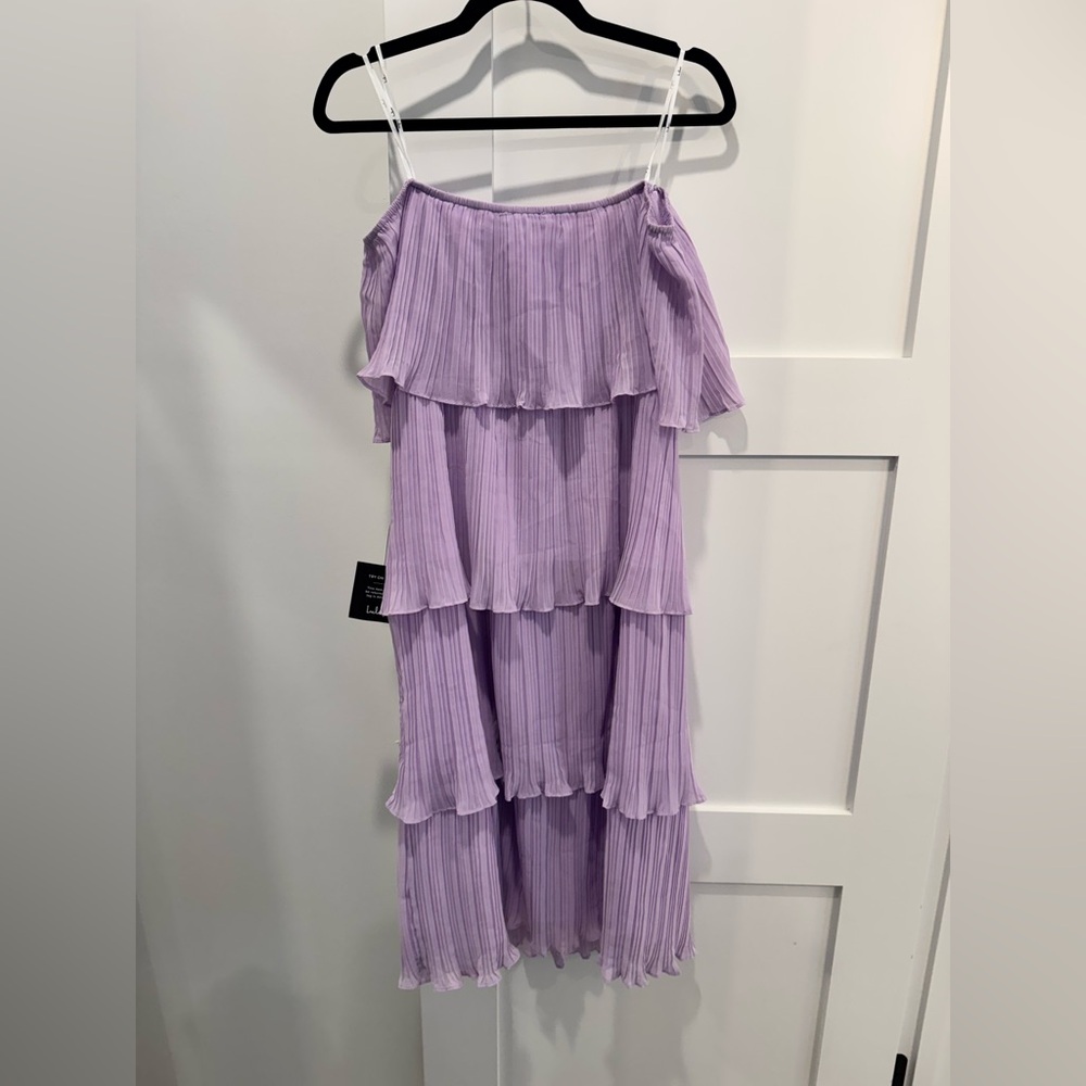 NWT- Lavender Off-the-shoulder Ruffle Midi Dress Purple - Size L - Picture 6 of 8